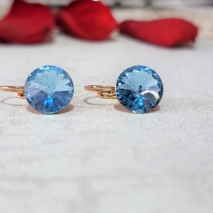 CERCEI tortita cu cristal albastru din zirconiu placati CERCEI tortita cu cristal albastru din zirconiu placati